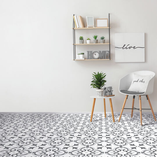 selbstklebende Bodenfliesen Stencil Motif grey (11er Set) image number null